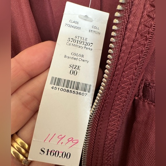 NWT WHITE HOUSE BLACK MARKET Utility Jacket Maroon Brandied Cherry Size 00 XXS - Picture 4 of 10